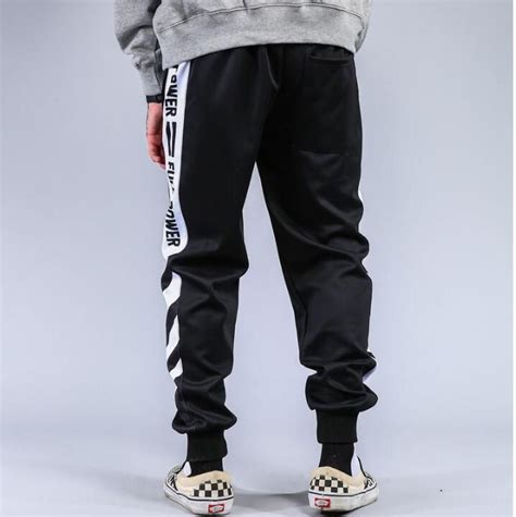 Supreman Striped Patchwork Harem Pants Mens Hip Hop Printed Color Block