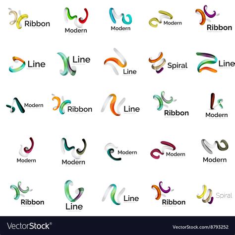 Set Of Abstract Ribbon Logo Icons Royalty Free Vector Image