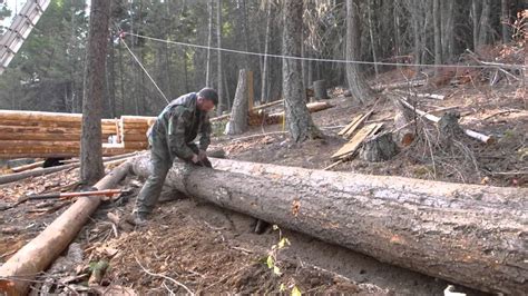 Off Grid Log Cabin Build Moving Logs Youtube