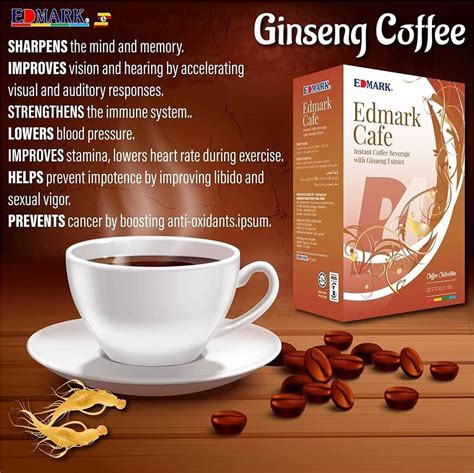 1 Box Edmark Ginseng Coffee For Him Men Cafe Energy Booster 20 Sachet