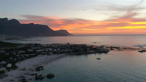 Wide Aerial Sunset Shot Over Clifton Beach Stock Footage Sbv 321973886