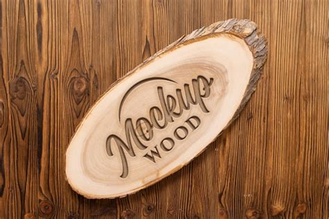 Logo Maquette Avec Effet Grav Sur Bois Psd Premium