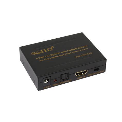 ViewHD HDMI 1x2 Splitter with Integrated Audio Extractor and D2A Stere ...