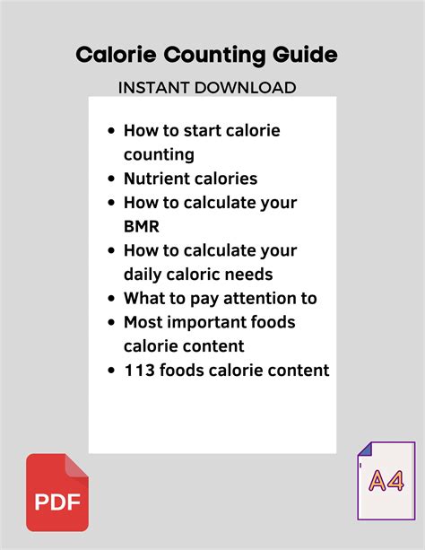 Calorie Counting Guide With Food Calorie Content Sheet, Bonus Macro ...