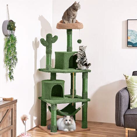 Yaheetech Arbre Chat Design Cactus Avec Hamac Poteaux En Sisal Tour