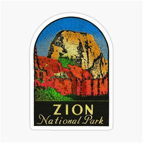 Zion National Park Vintage Decal Usa Sticker By Centuryvault Redbubble