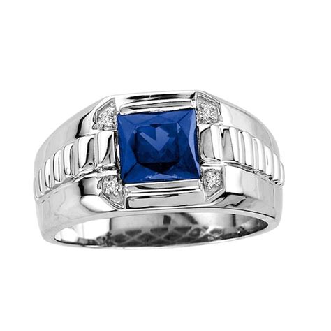 Men S Sapphire Ring In Sterling Silver With Genuine