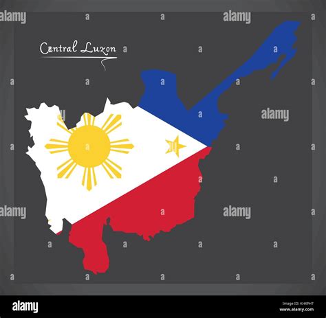 Luzón central Mapa de Filipinas con bandera nacional filipina