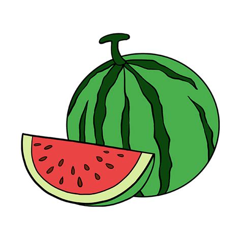 How To Draw A Watermelon Step By Step Tutorial