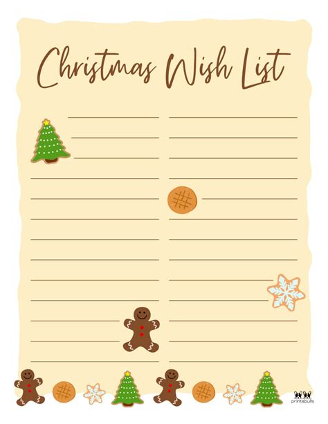 Printable Christmas Lists 25 Free Printables Printabulls