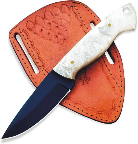 8" Full Tang Fixed Blade Skinning Knife W/Resin Handle + Sheath