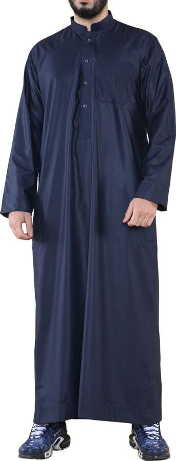 Mens Thobe Jubba Nehru Stand Collar Islamic Clothing