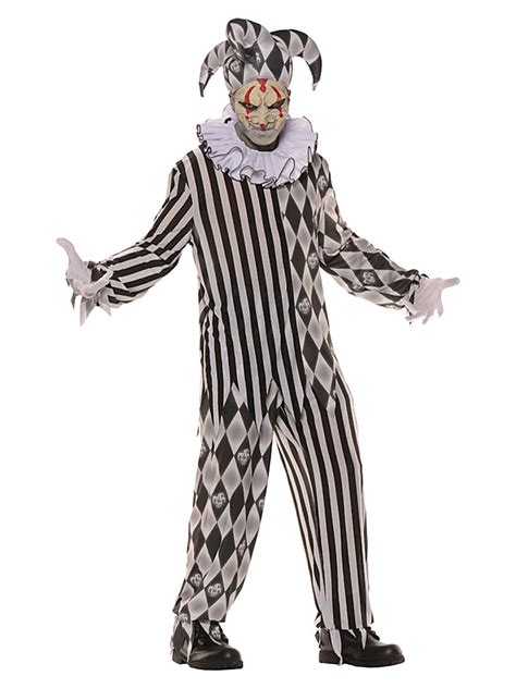 Horror Harlekin Halloween Kost M Psycho Clown Schwarz Weiss G Nstige