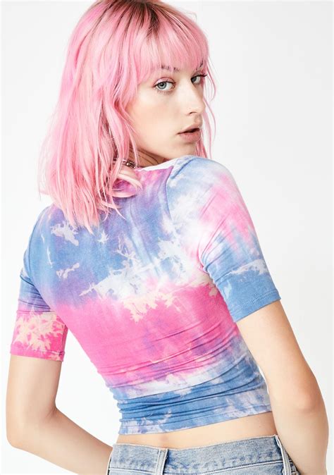 Pride Tie Dye Crop Top Short Sleeve Pink | Dolls Kill