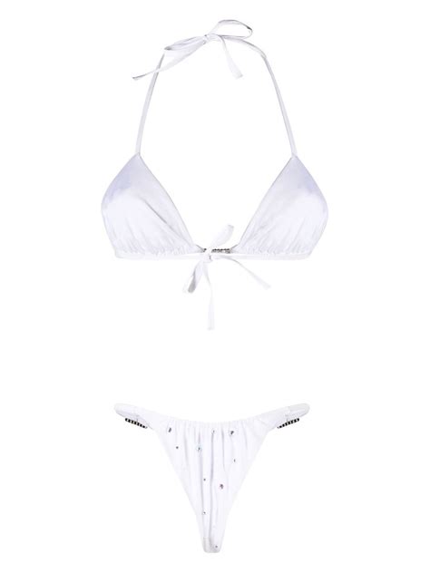 Alessandra Rich Rhinestone Embellished Bikini Set White FARFETCH AO