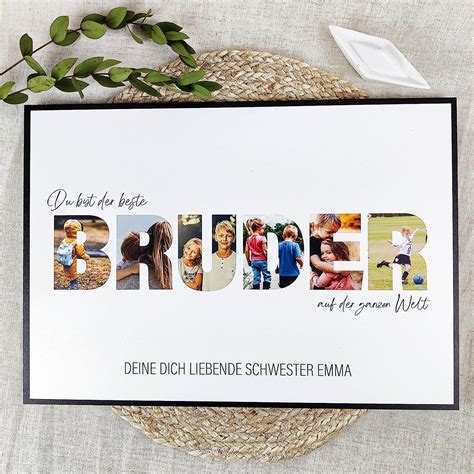 Amazon De Elbeffekt Bruder Geschenk Holzbild Foto Geschenk