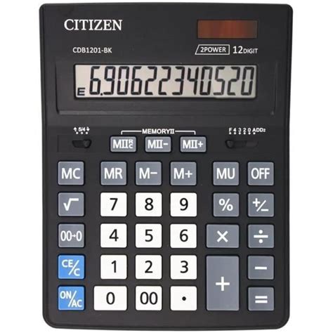 Citizen CDB 1201 Calculatrice de bureau affichage à 12 chiffres solaire