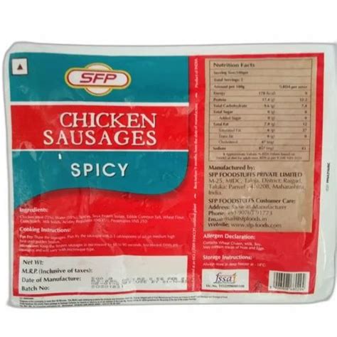 Sfp Spicy Frozen Chicken Sausage For Household Packaging Type Packet At Rs 180 Pack In Chennai