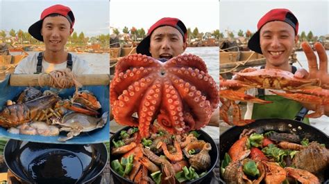 Fisherman Dagang Eats Giant Octopus Crab Lobster And Conch Today