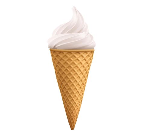 Free Vector White Vanilla Soft Ice Cream Swirl In Waffle Cone