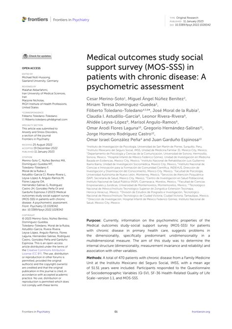 PDF Medical Outcomes Study Social Support Survey MOS SSS In