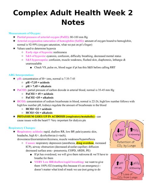 Complex Adult Health Week 2 Notes Complex Adult Health Week 2 Notes