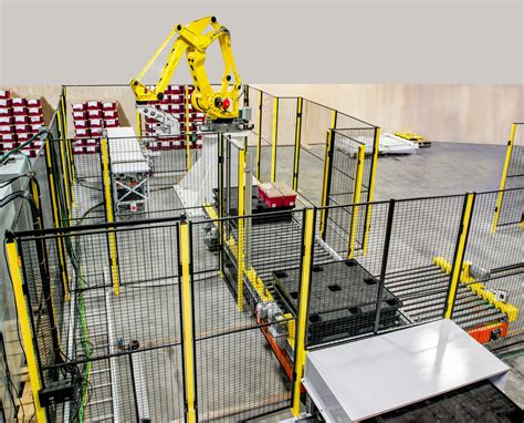 Custom Robotic Tote Palletizing System Mesh Automation