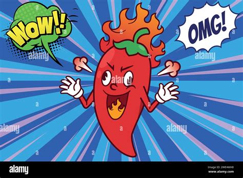 Hot Food Red Chili Pop Art Stock Vector Image Art Alamy