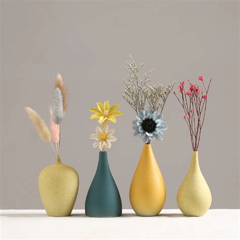 European Simple Ceramic Vase Yellow Porcelain Vases Small Flower Vase