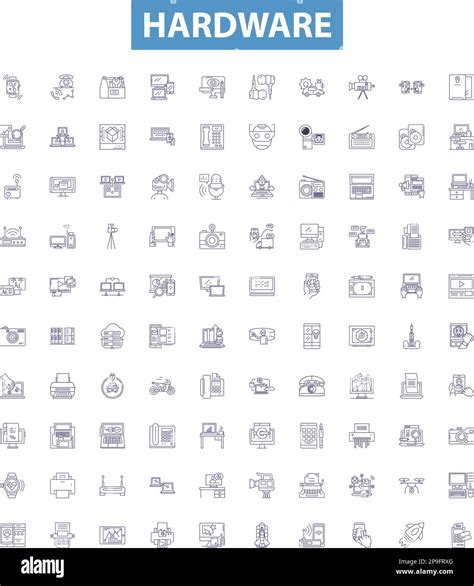 Hardware Line Icons Signs Set Hardware Components Devices Cpus