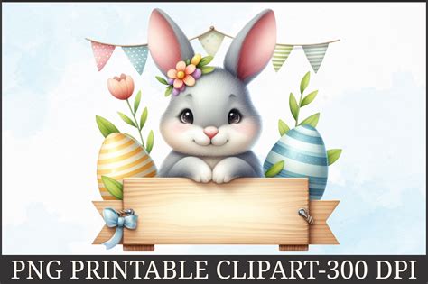 Cute Easter Bunny Sign Clipart Graphic By Artstory Creative Fabrica