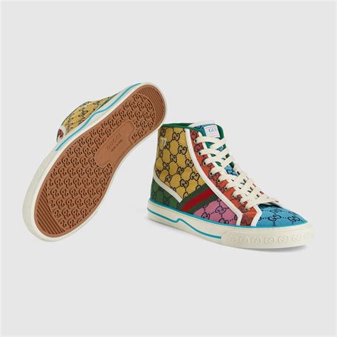 Yellow Mens Gucci Tennis 1977 Gg Multicolor High Top Gucci® Us