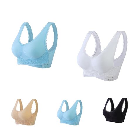 Elainilye Fashion Wireless Bras For Women 5pc Ladies Traceless Comfortable Breathable Gathering