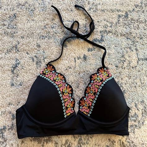 Shade Shore Swim Shade Shore Black Embroidered Floral Boho Bikini