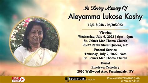 Funeral Service Aleyamma Lukose Koshy Youtube