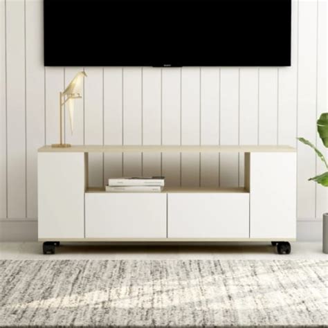 VidaXL TV Stand White And Sonoma Oak 47 2 X13 8 X18 9 Engineered Wood