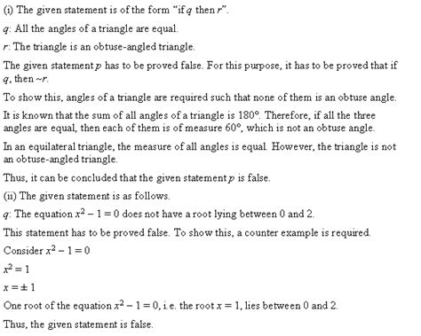 NCERT Solutions For Class 11 Maths Chapter 14 Mathematical Reasoning