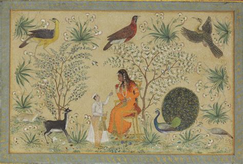 A Painting Of A Noble Woman In A Garden India Mughal Circa 1740