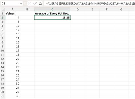 How To Average Every Nth Row In Excel With Example