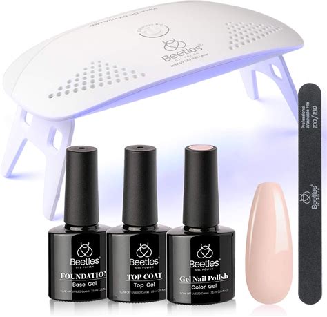 Amazon Beetles Nude Gel Nail Polish Kit With UV LED Light And Base Gel Top Coat Starter