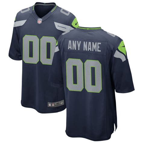 Seattle Seahawks Navy Alternate Custom Game Jersey - Jerseys2021