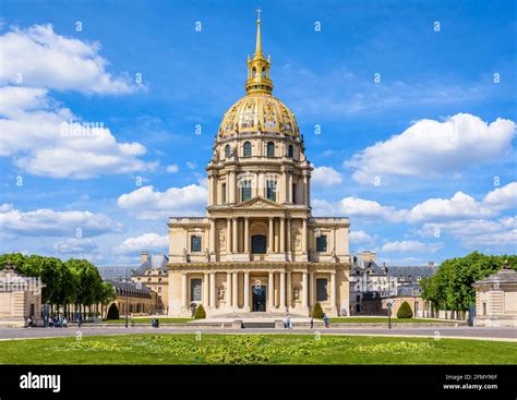 Facade Of The Dome Des Invalides In Paris France A Former Church