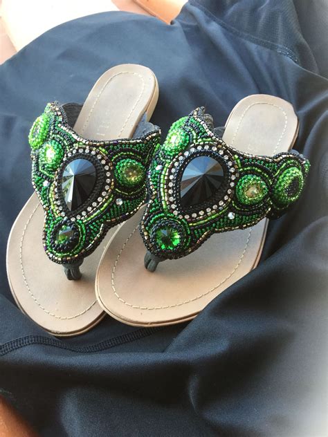 Beaded Sandals Flip Flops Footwear Beadwork Bead Embroidery