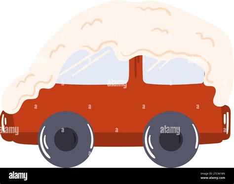 Red Car Under The Snow Stock Vector Image And Art Alamy