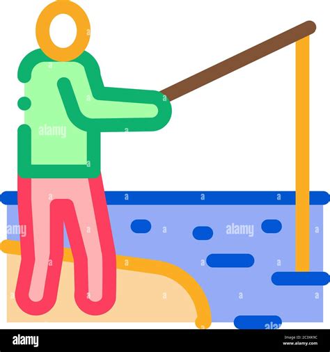 Fisherman Fishing Icon Vector Outline Illustration Stock Vector Image