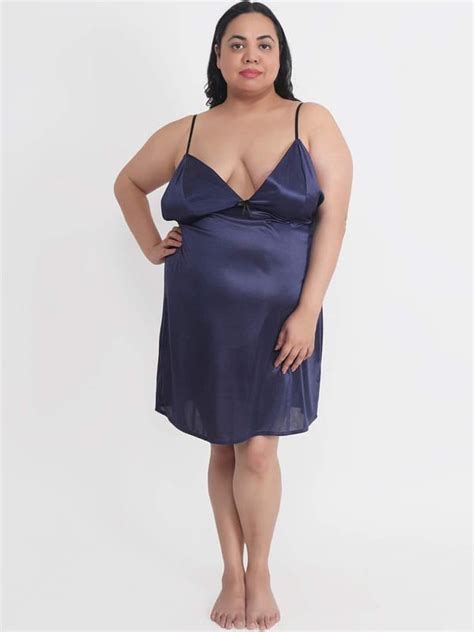 Plus Size Hot Bikini Navy Babydoll Dress For Honeymoon BB34N