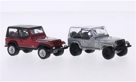 Diecast Model Cars Jeep Wrangler 1 64 Greenlight Red Aluminium 1987 2er Set