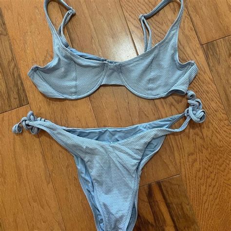Frankie S Bikinis Swim Frankies Blue Metallic Bikini Poshmark