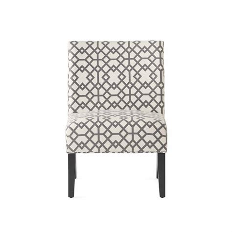 Noble House Kassi Grey Geometric Patterned Fabric Accent Chair 10955