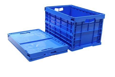 Jujing Folding Turnover Box With Lid Stackable Fruits Vegetable Blue